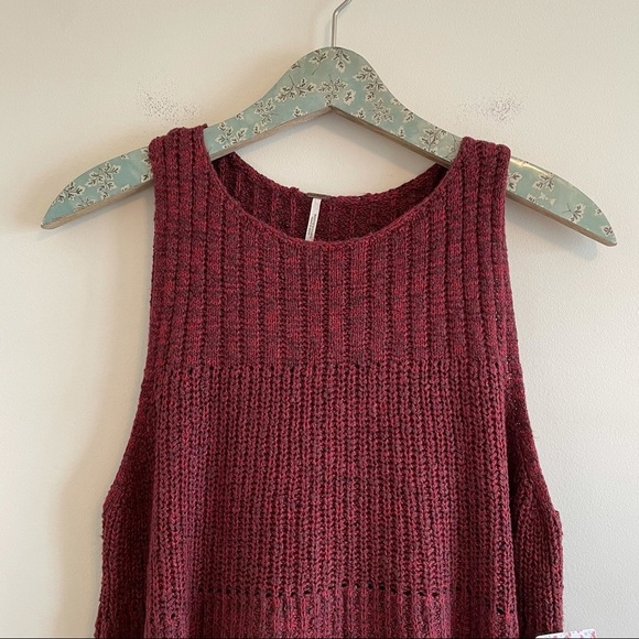 NWT Free People Waterfall Ruffle Sweater Dress Red - Picture 3 of 8